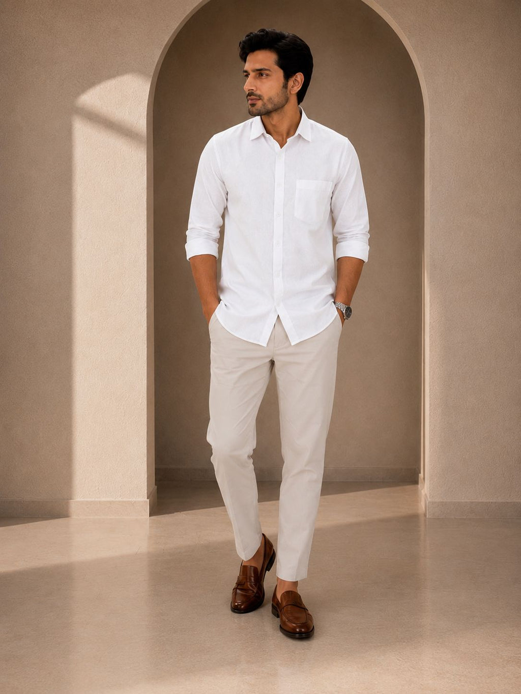 White linen shirt for men
