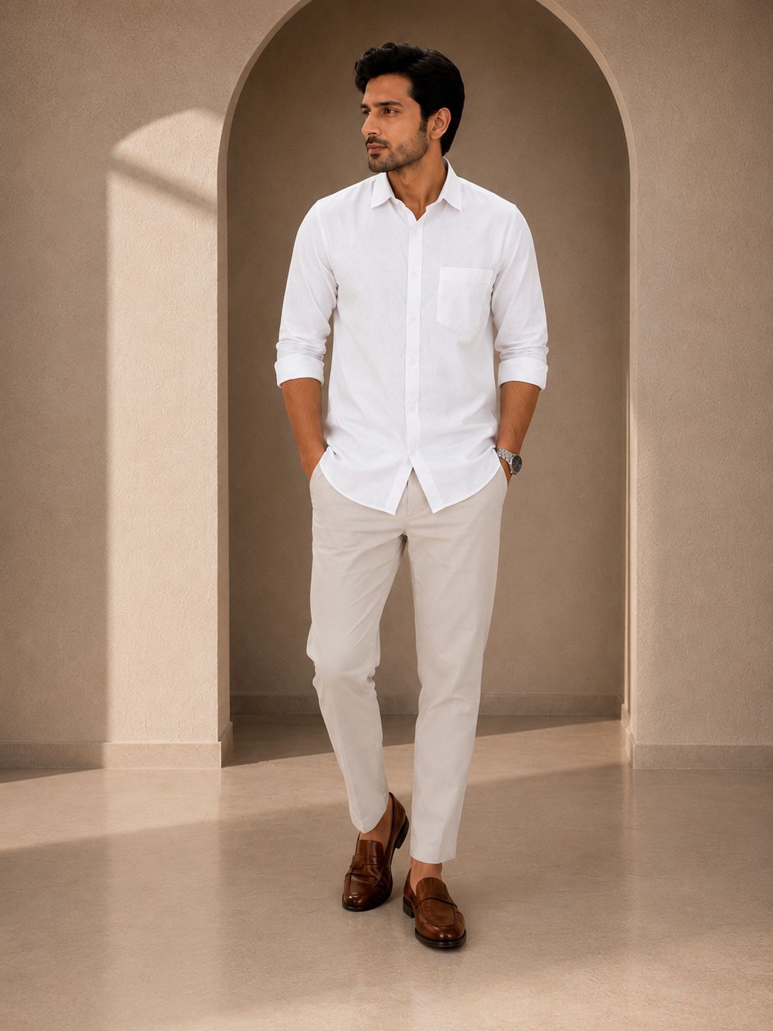 White linen shirt for men