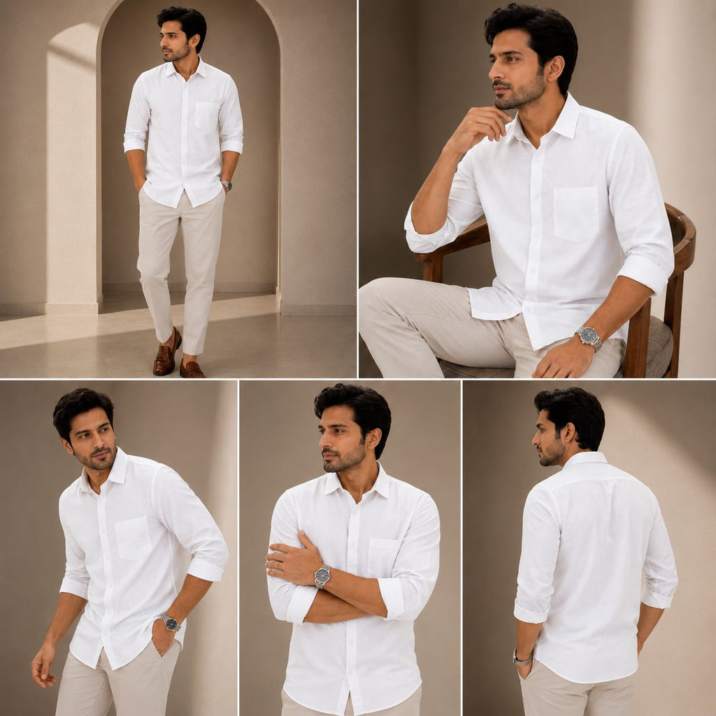 White linen shirt for men