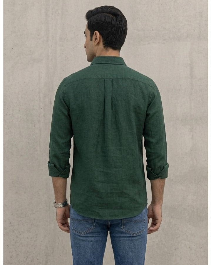 Linen shirt for men forest green