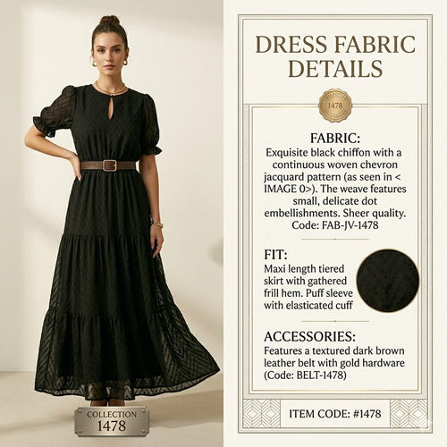 Classic Black Chiffon Tiered Maxi Dress – Short Puff Sleeve Boho Chic Gown