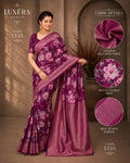 Luxera Premium Magenta Floral Print Saree with Rich Woven Border