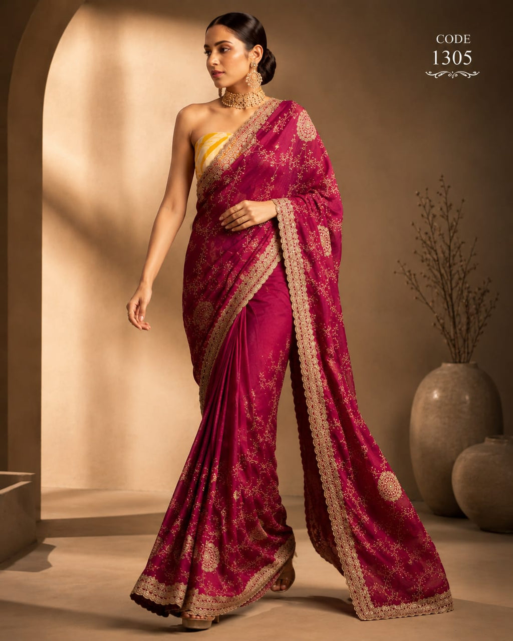 Royal Wine Banarasi Silk Blend Saree with Intricate Zari Embroidery