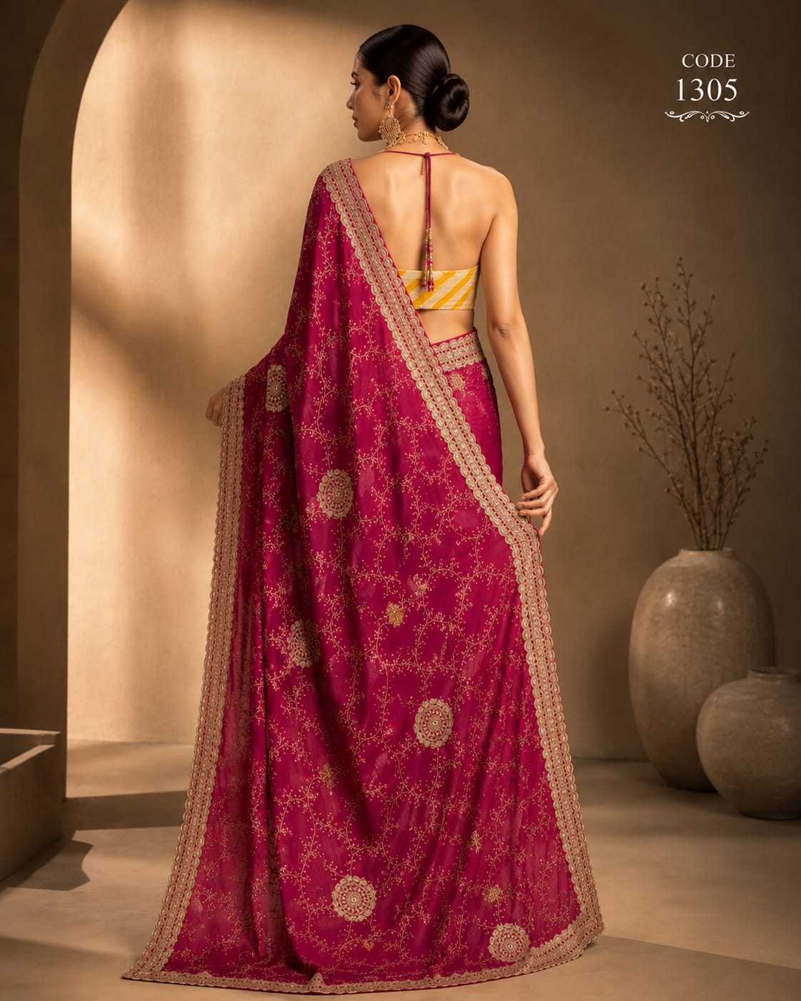 Royal Wine Banarasi Silk Blend Saree with Intricate Zari Embroidery
