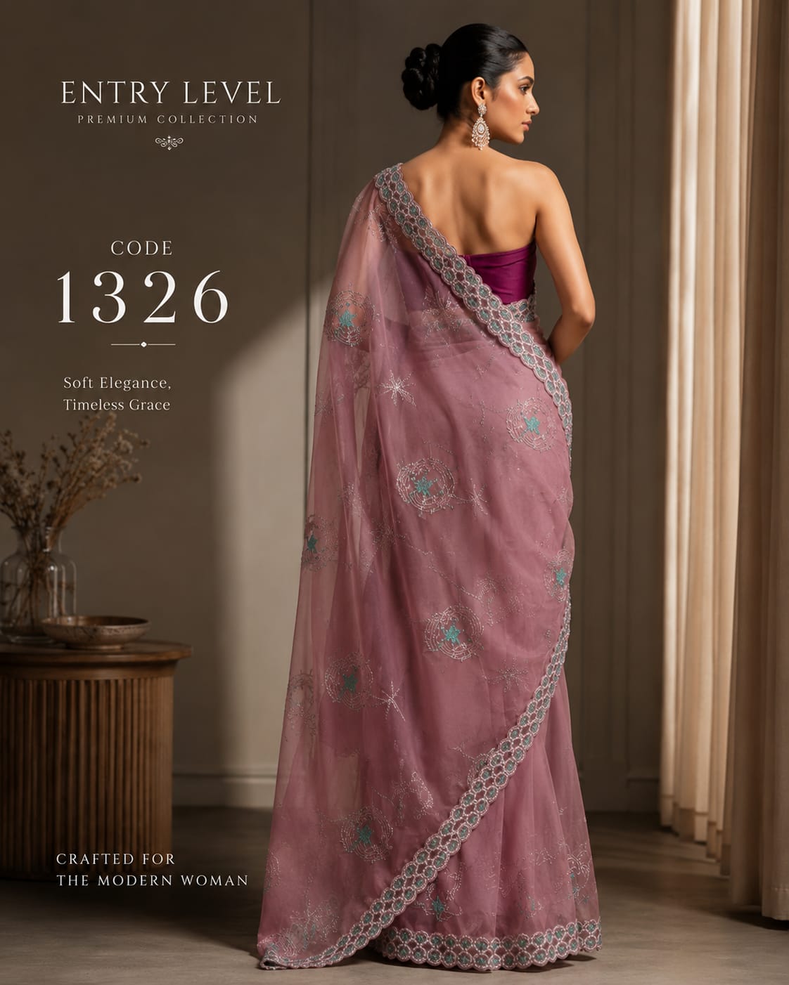 Premium Mauve Pink Saree with Fine Embroidery Border & Exquisite Threadwork