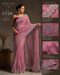 Premium Mauve Pink Saree with Fine Embroidery Border & Exquisite Threadwork